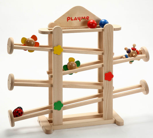מדרון מעץ - דגם פרחים - PlayMe Toys