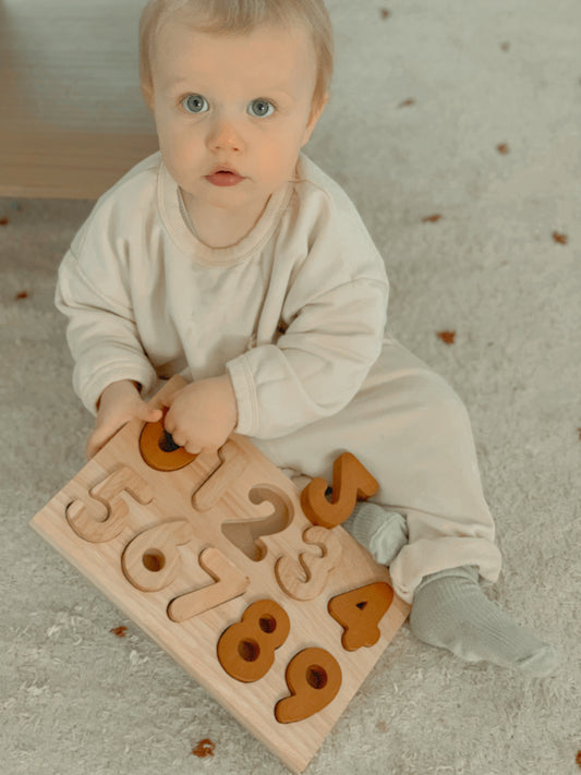 Natural Colored Wooden Number Puzzle