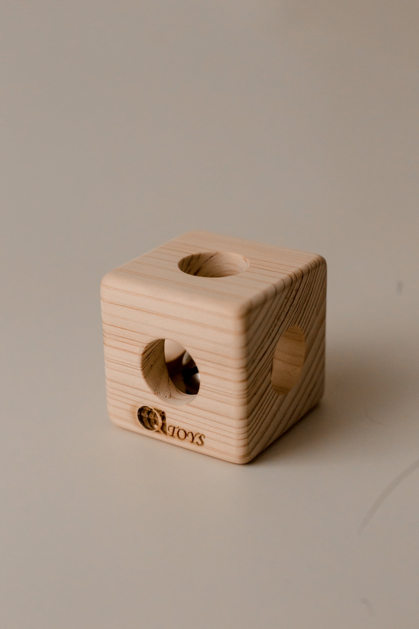 Cube Shaped Wooden Rattle