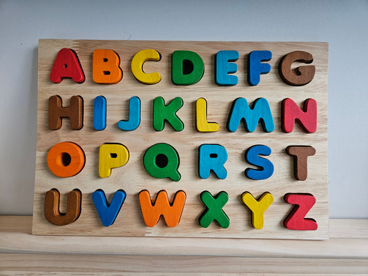 פאזל אותיות אנגלית גדולות צבעוני מעץ - Qtoys