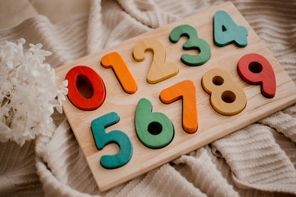 פאזל מספרים צבעוני מעץ - Qtoys