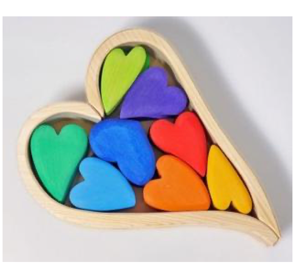 Colorful wooden hearts 