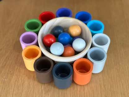 Montessori game - colored cups and balls